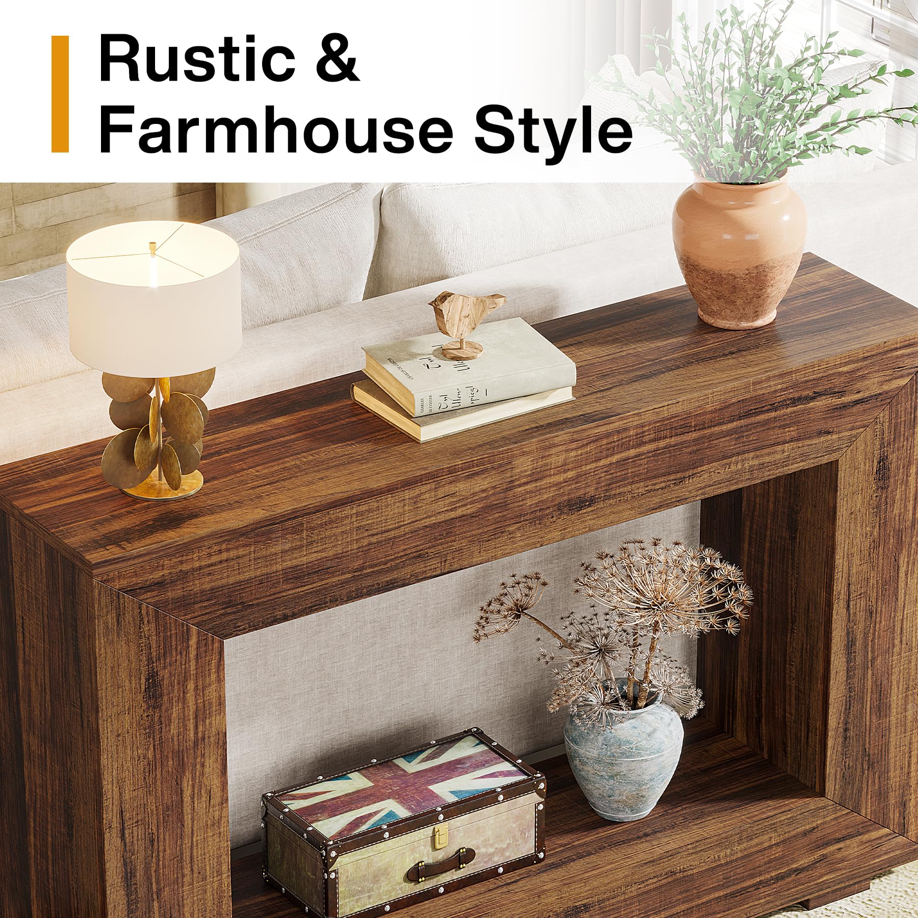 47 Inch Farmhouse Console Table with Storage