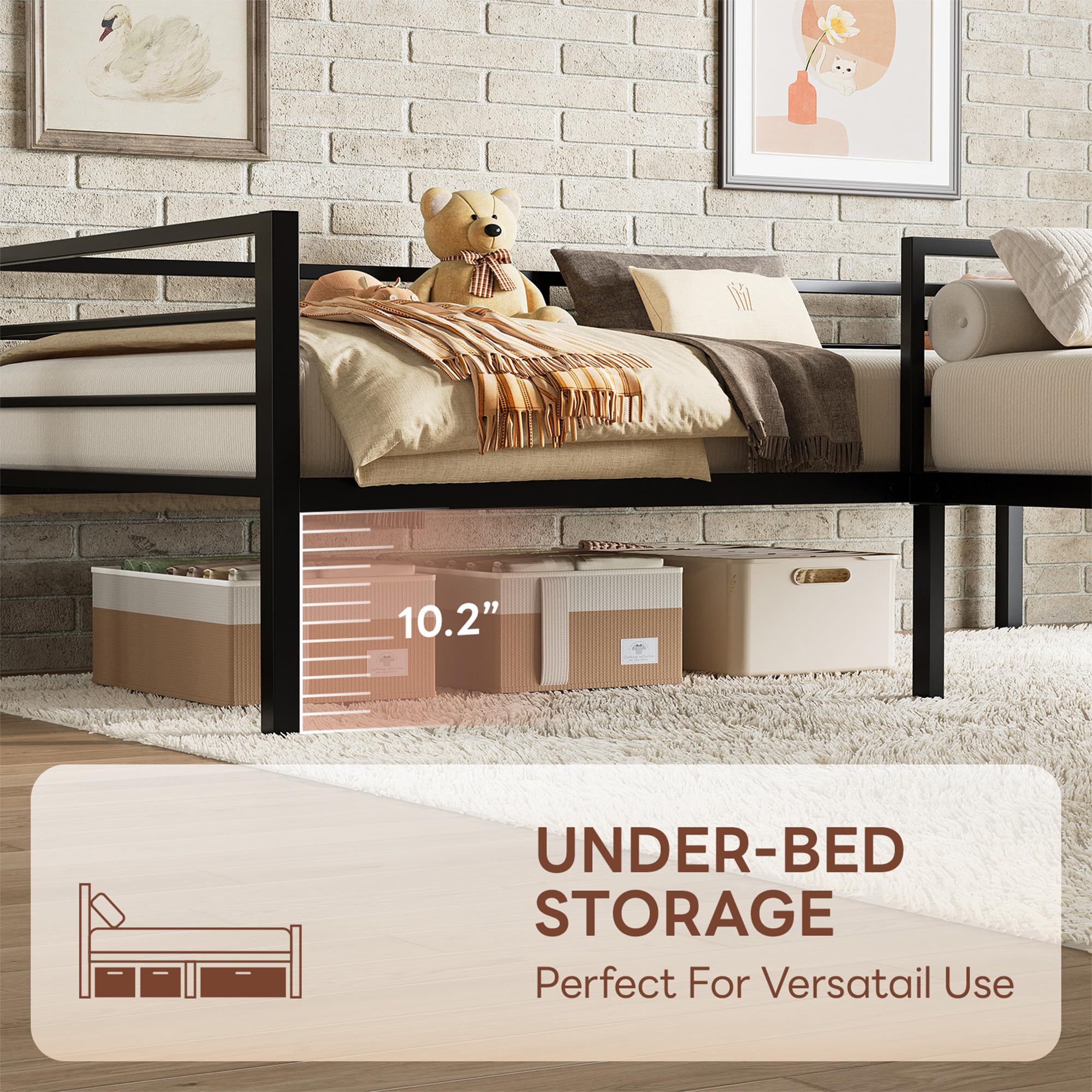 L-Shaped Twin Corner Bed Frame with Storage