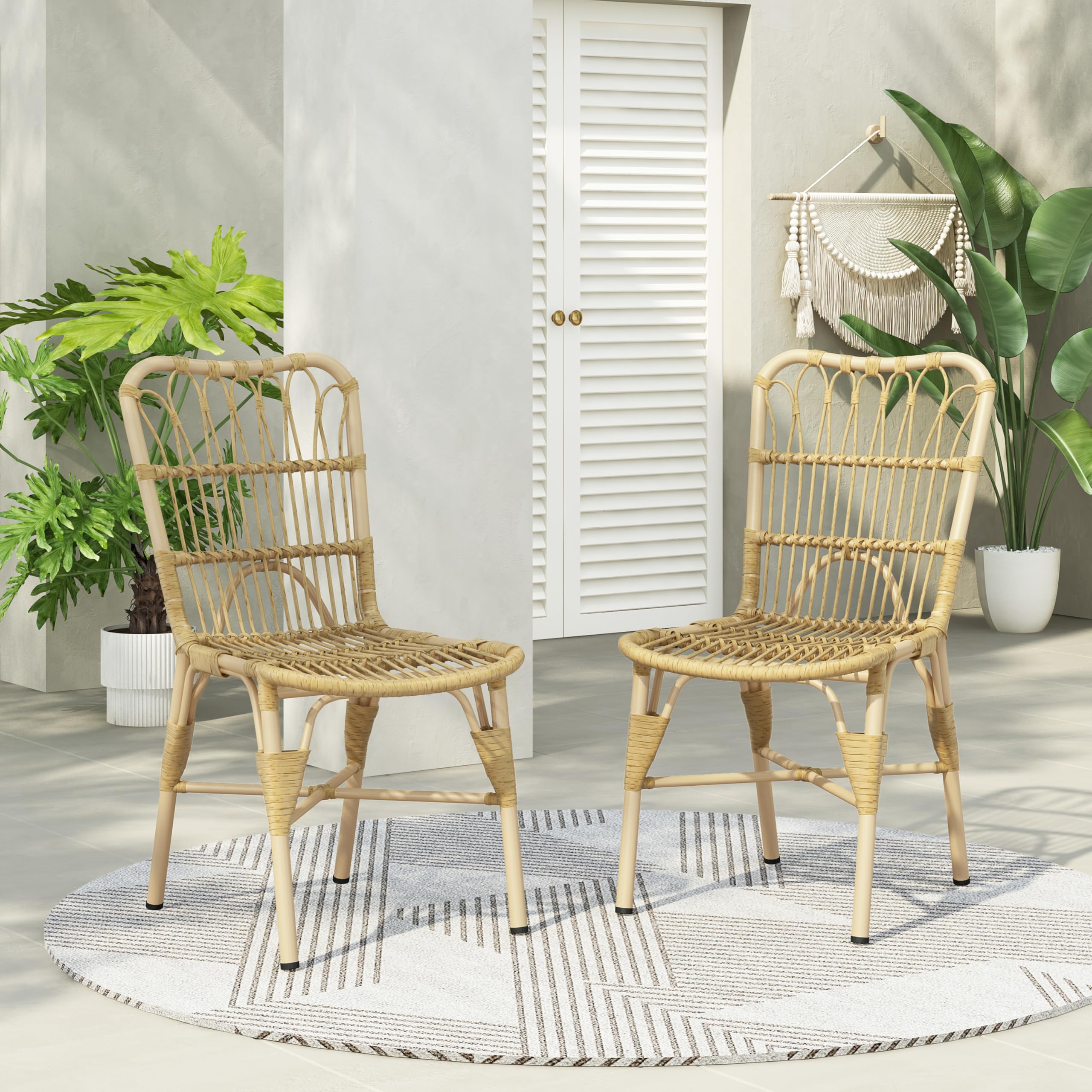 Farmhouse Patio Dining Chairs Set of 2