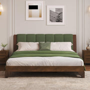 King Size Pine Wood Platform Bed Frame with Headboard