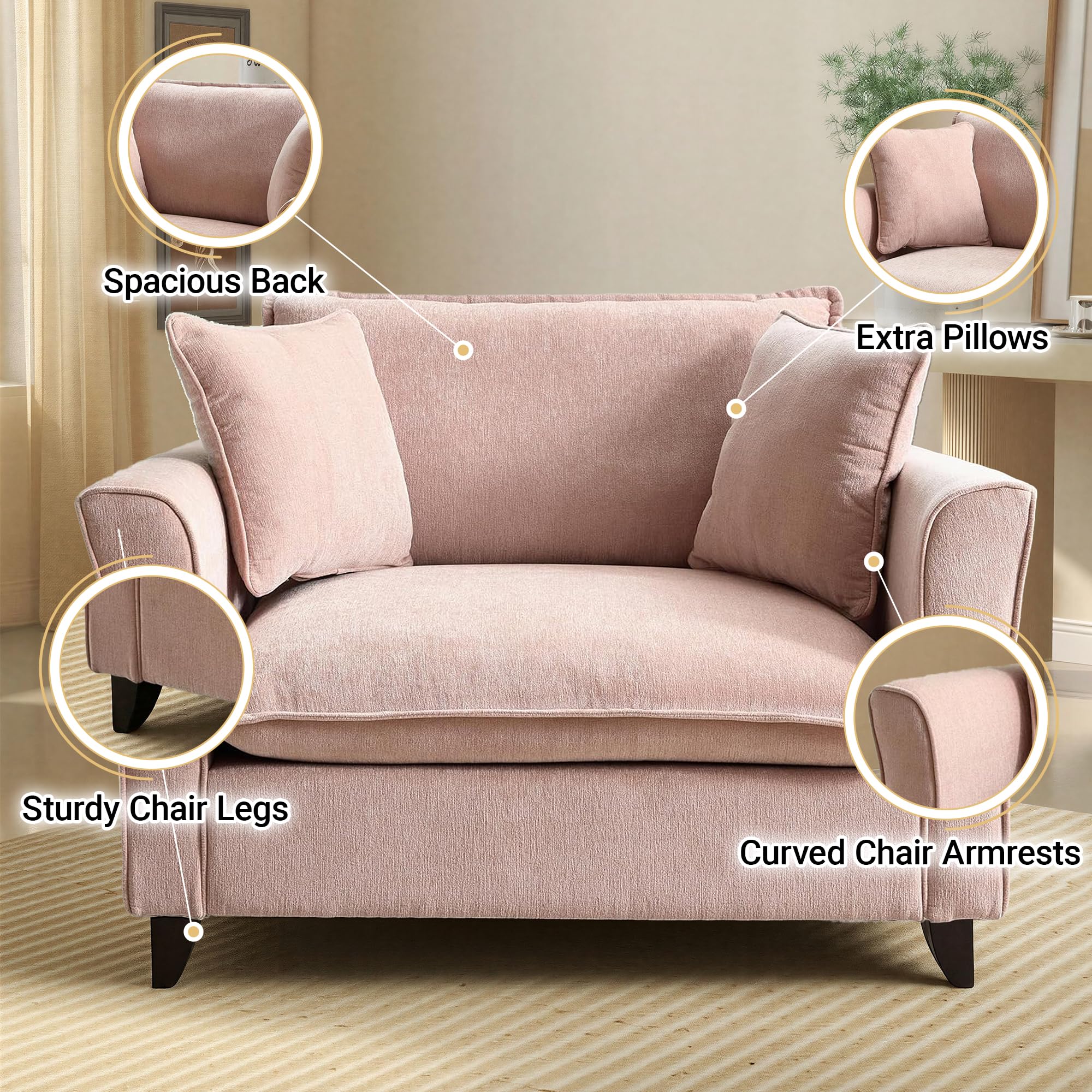 Pink Chenille Accent Chair with Removable Cover