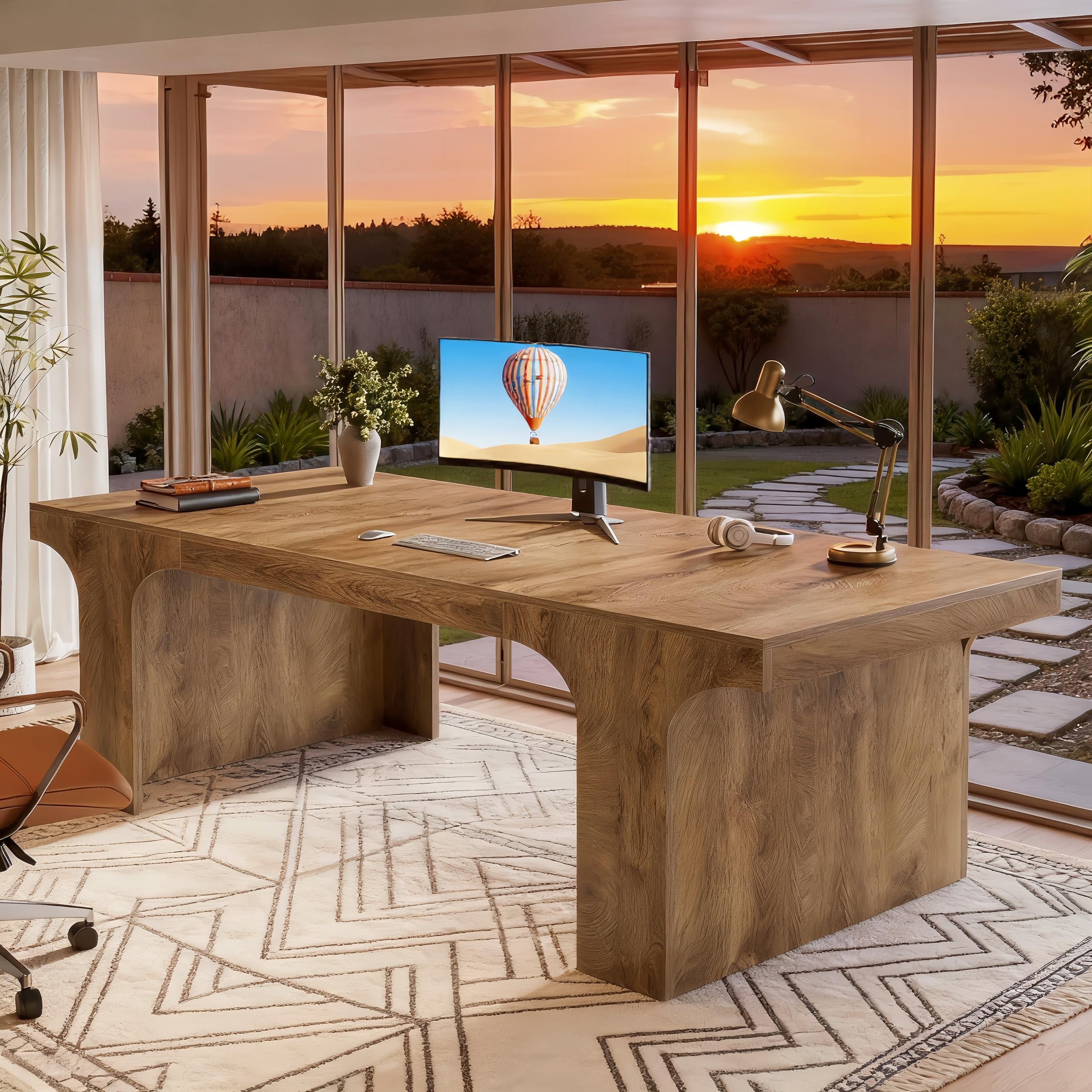 70.9-Inch Executive Desk with Arched Design