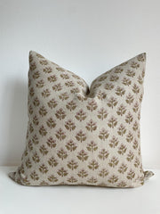 Hand Block Print Linen Throw Pillow Cover 20x20
