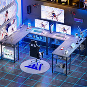 L-Shaped Computer Desk with Power Outlets and USB Ports