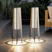 Outdoor Solar Floor Lamp 2-Pack - Wicker Waterproof Patio Light