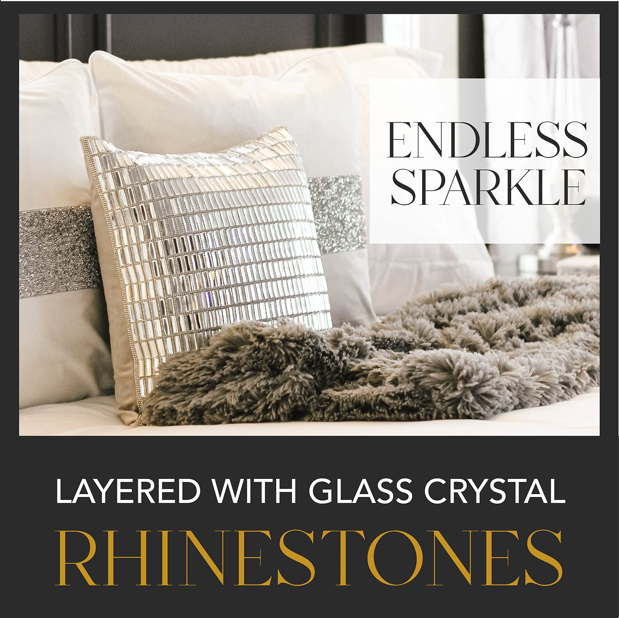 Glass Stone Velvet Throw Pillow Silver 16x16