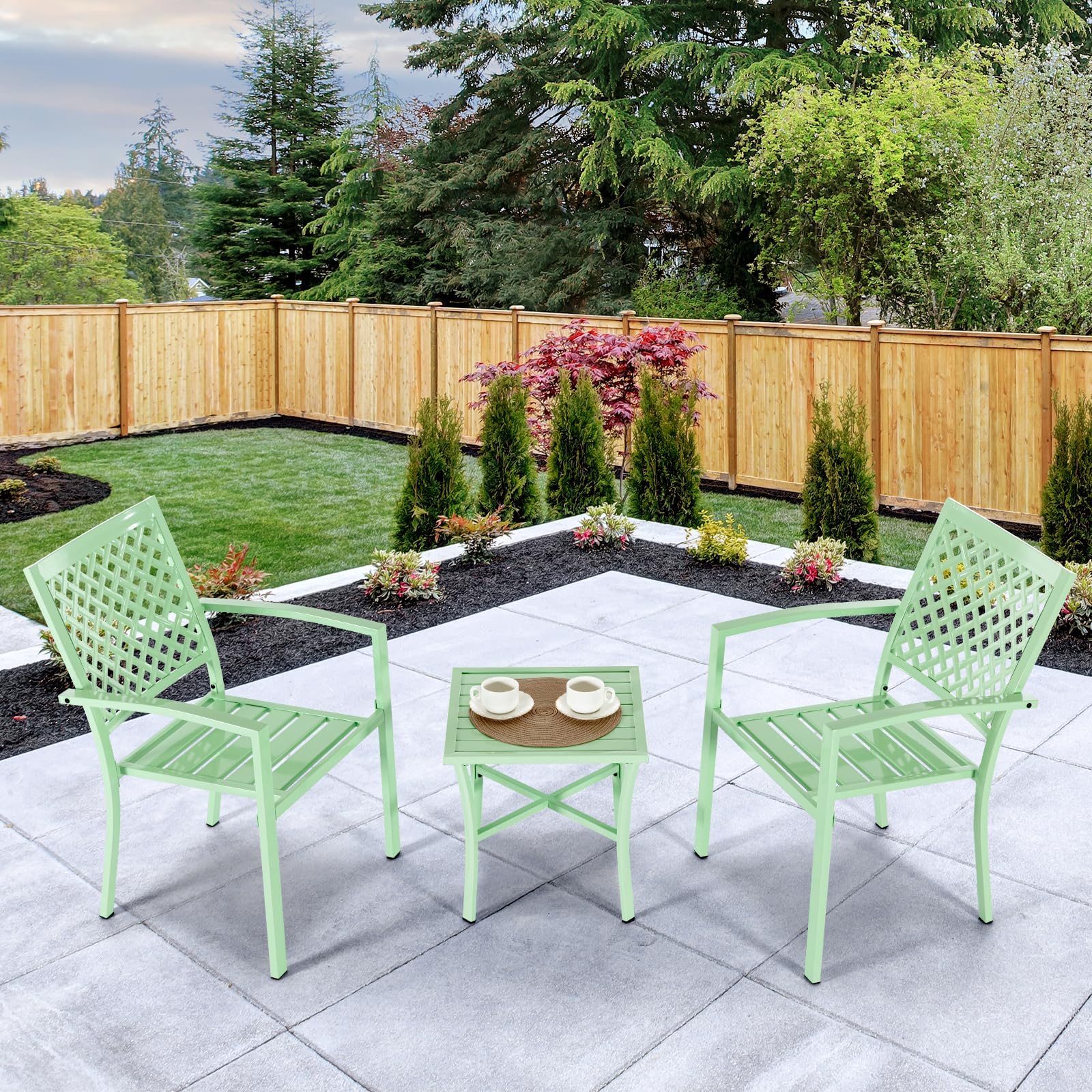 3-Piece Outdoor Patio Bistro Dining Set with Square Table
