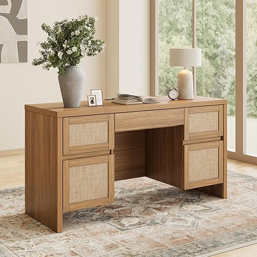 Executive Desk with 5 Drawers and Charging Station
