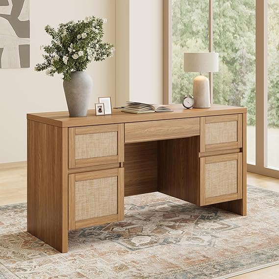 Executive Desk with 5 Drawers and Charging Station
