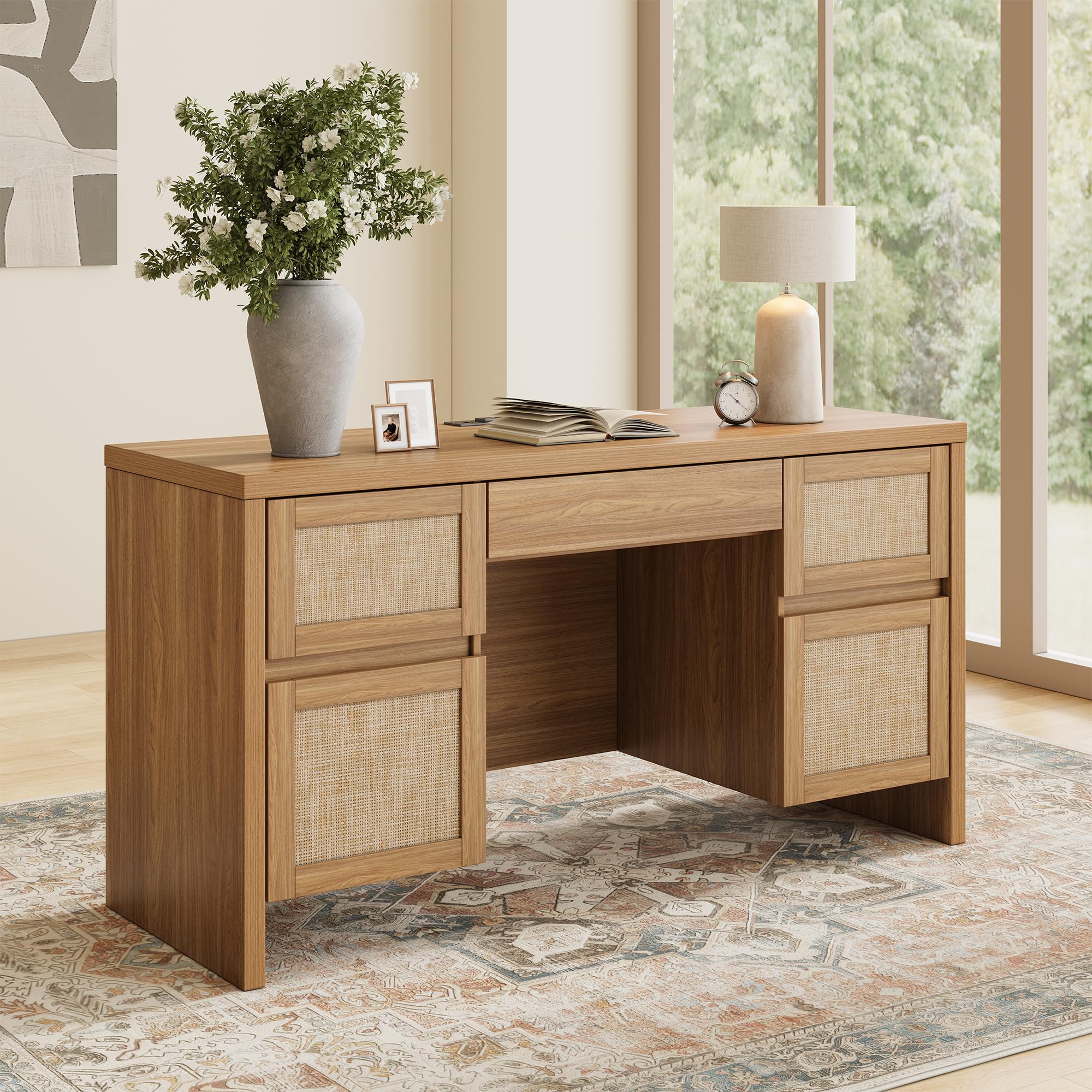 Executive Desk with 5 Drawers and Charging Station