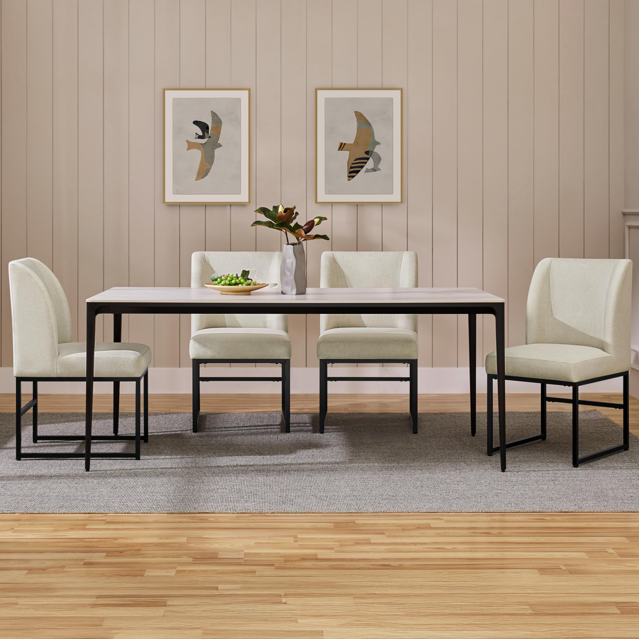 Upholstered Dining Chairs Set of 4 with Mid Back Padded Seat