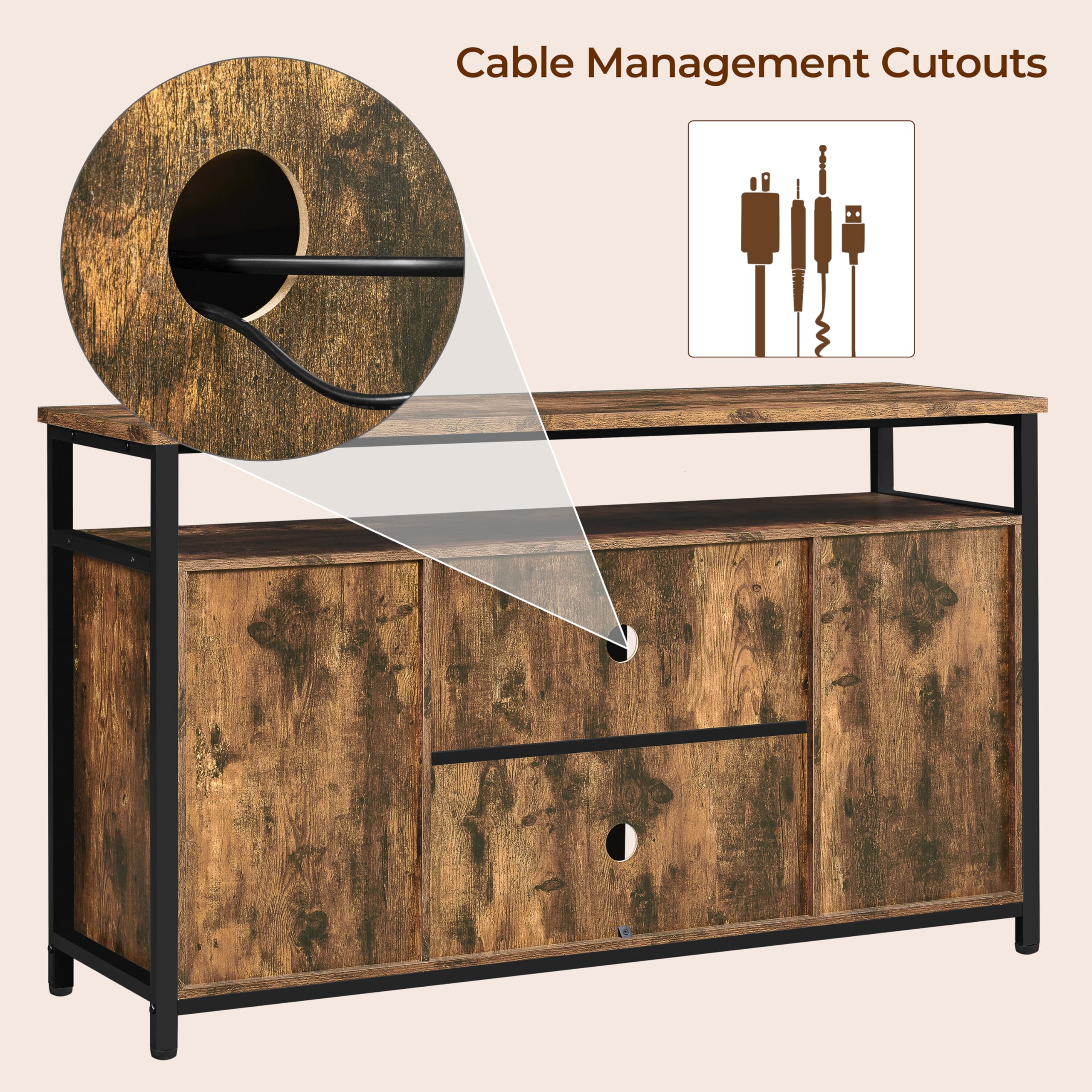 47" Farmhouse TV Stand with Storage Cabinets for 55" TV
