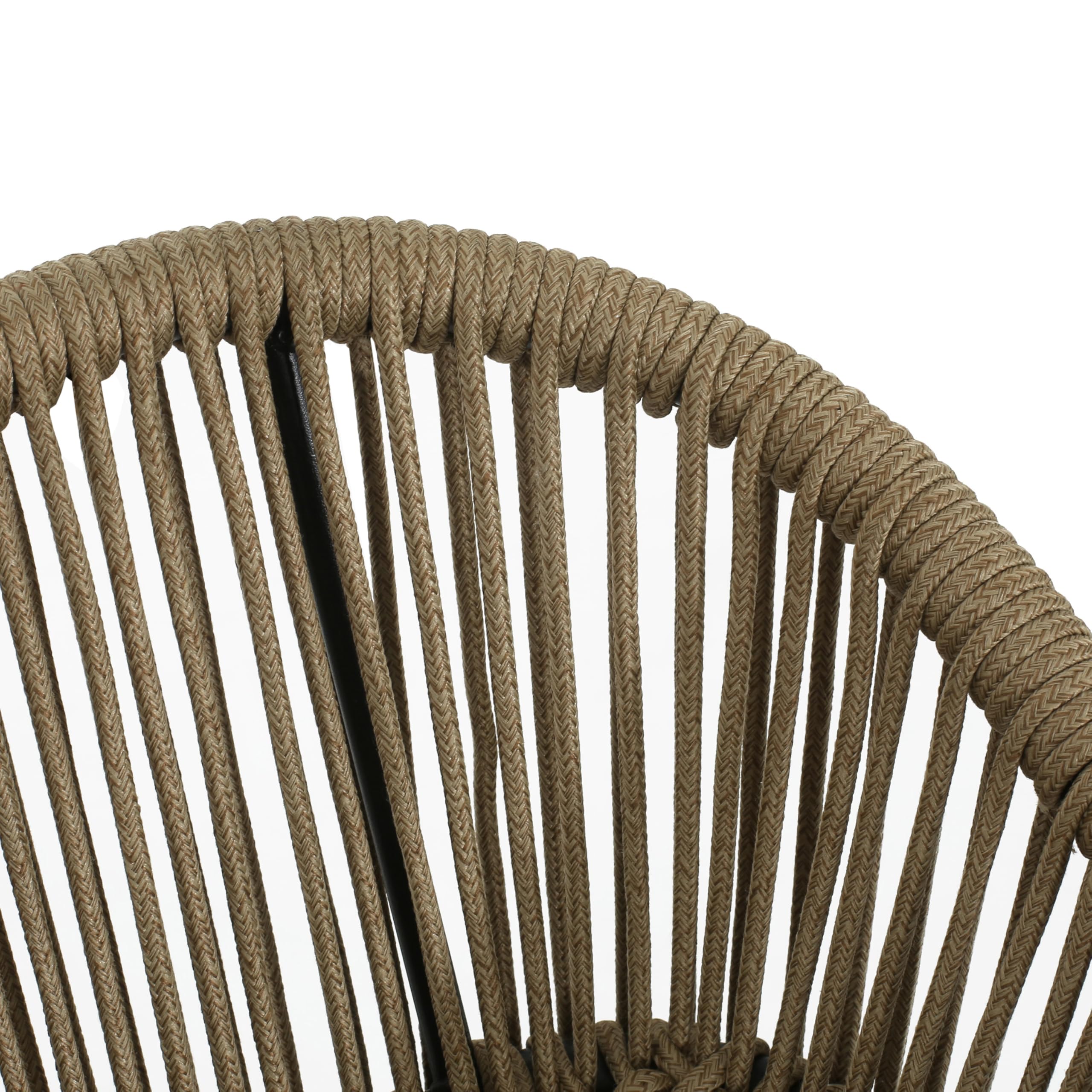 Outdoor Rope Weave Iron Barstools Set of 2