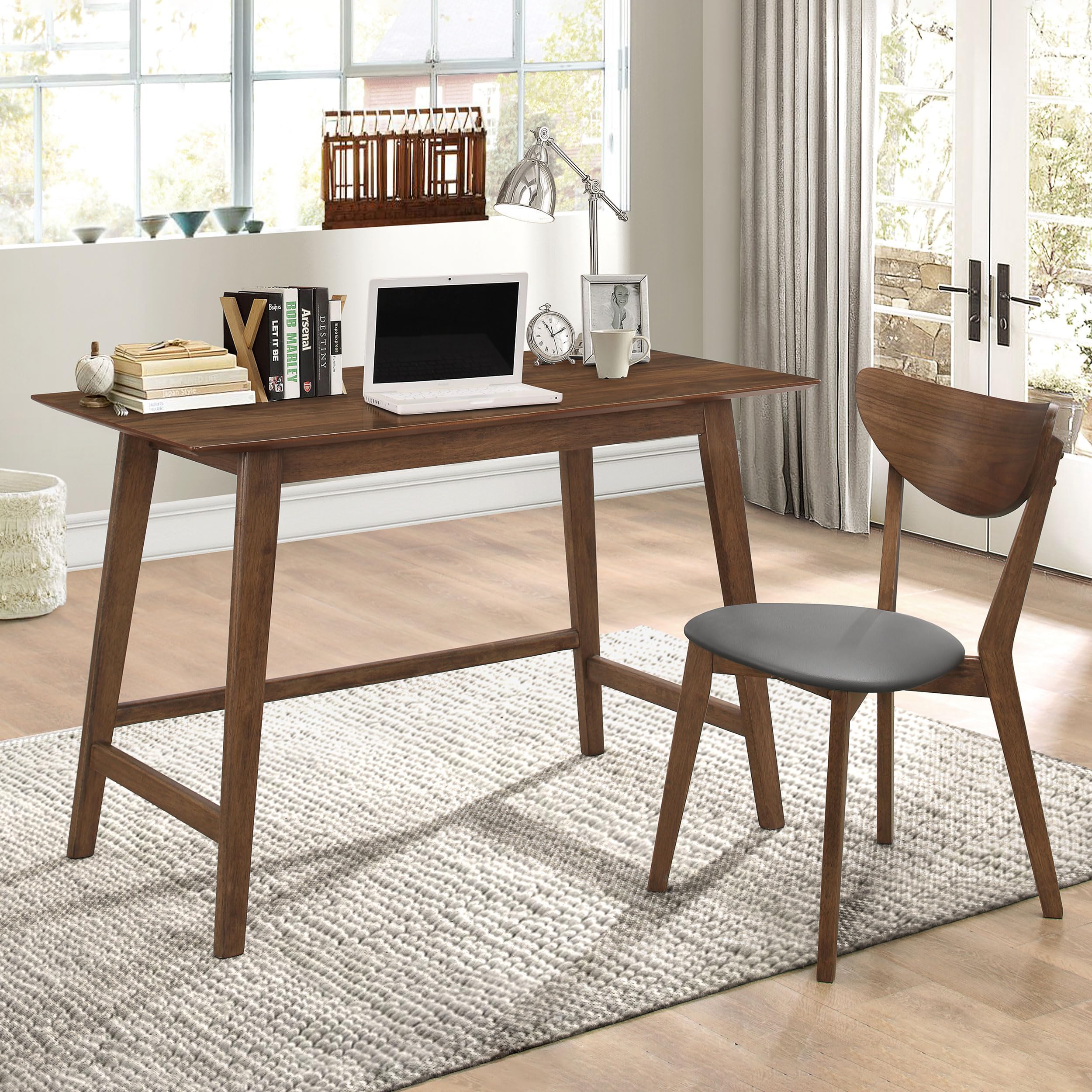 2-Piece Home Office Desk and Chair Set - Walnut