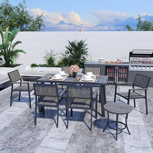 8-Piece Outdoor Aluminum Patio Dining Set with Stackable Chairs