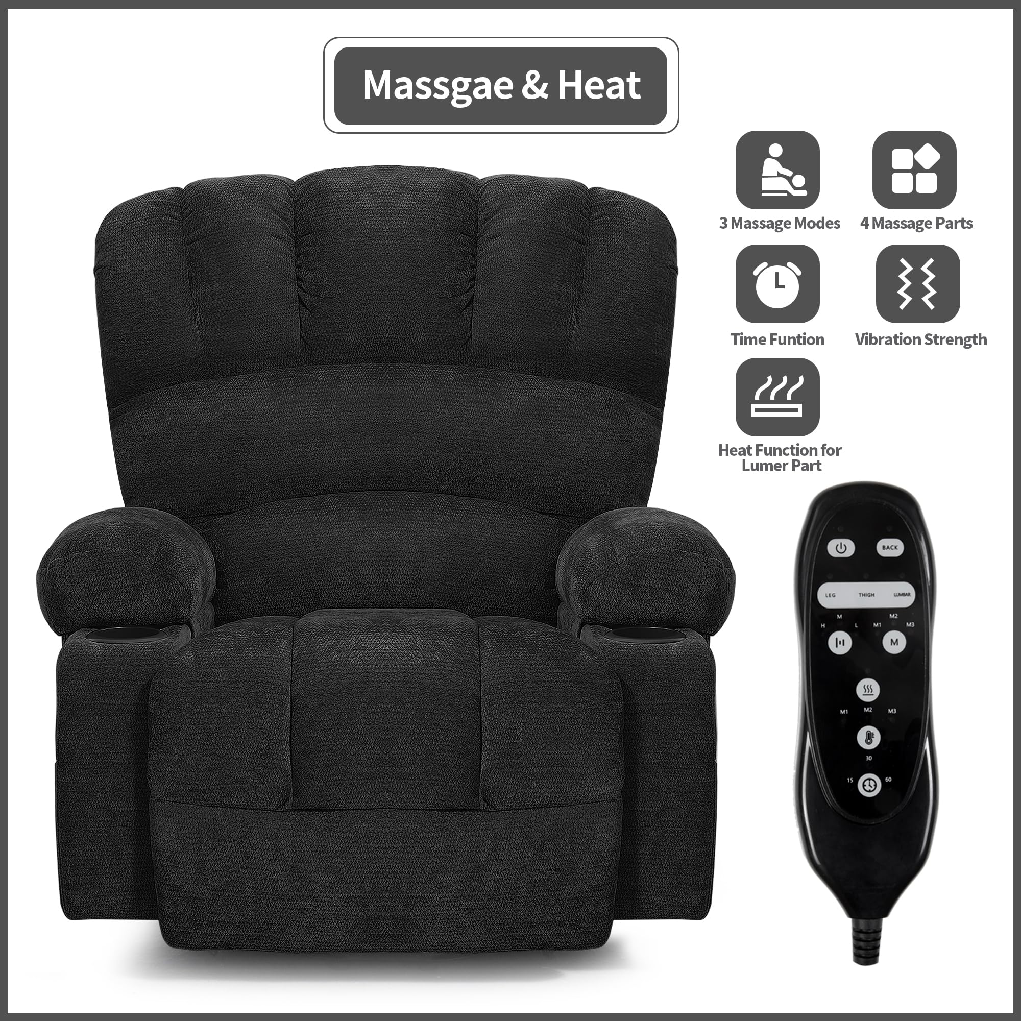 Power Lift Recliner Chair with Massage and Heat