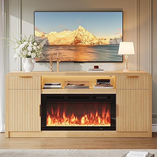 70" Fluted TV Stand Entertainment Center with Storage