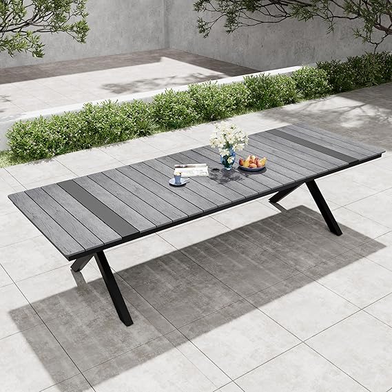 94" Outdoor Dining Table for 8-10 with Umbrella Hole