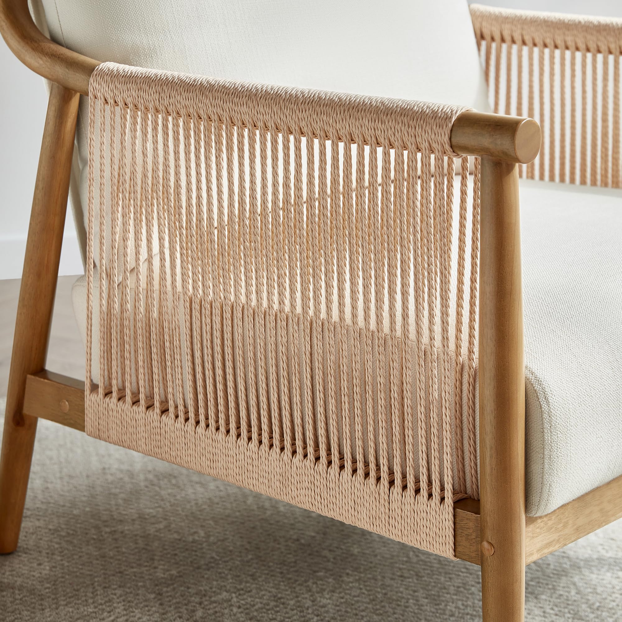 Braid Accent Chair Set of 2 with Wooden Armrest