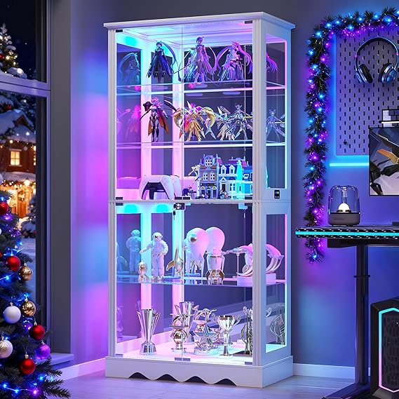 71" Display Cabinet with Glass Doors and RGB Lights