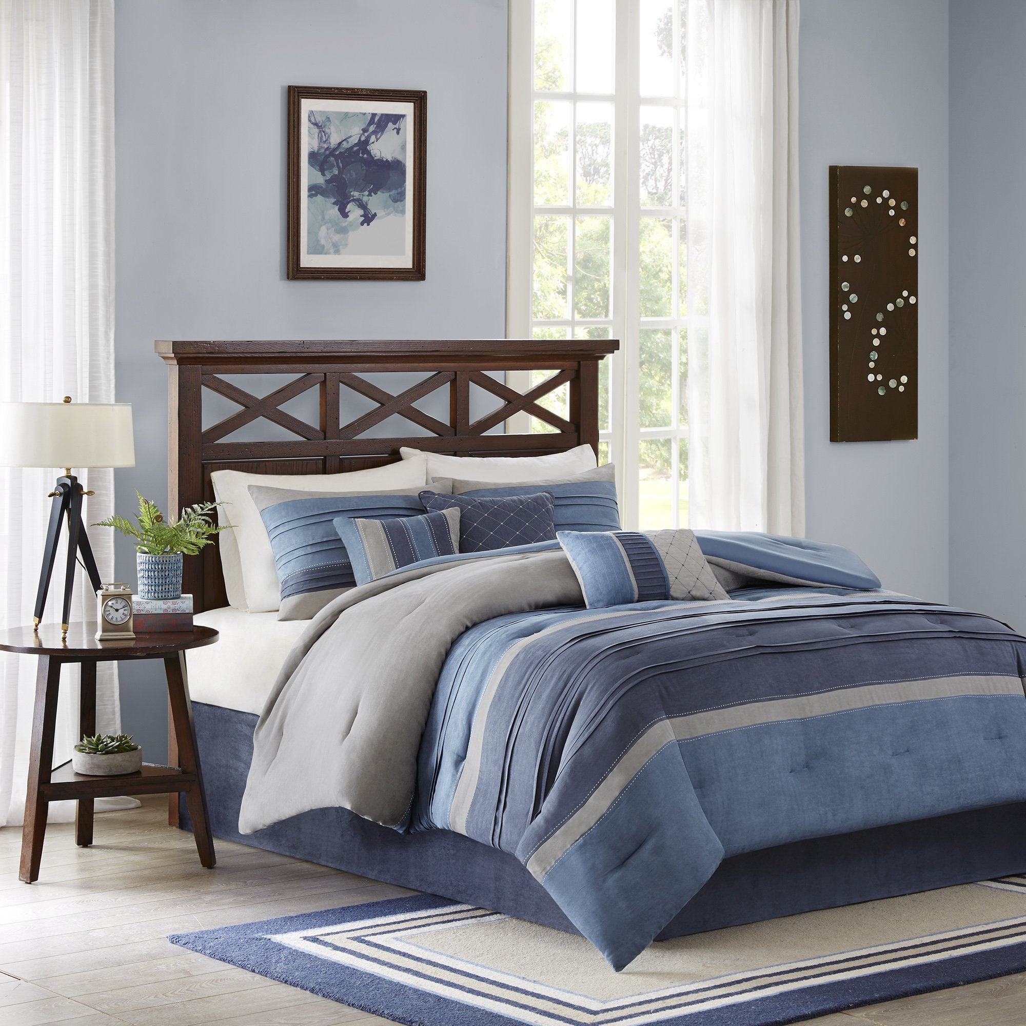 Pieced Suede Comforter Set King 7 Piece