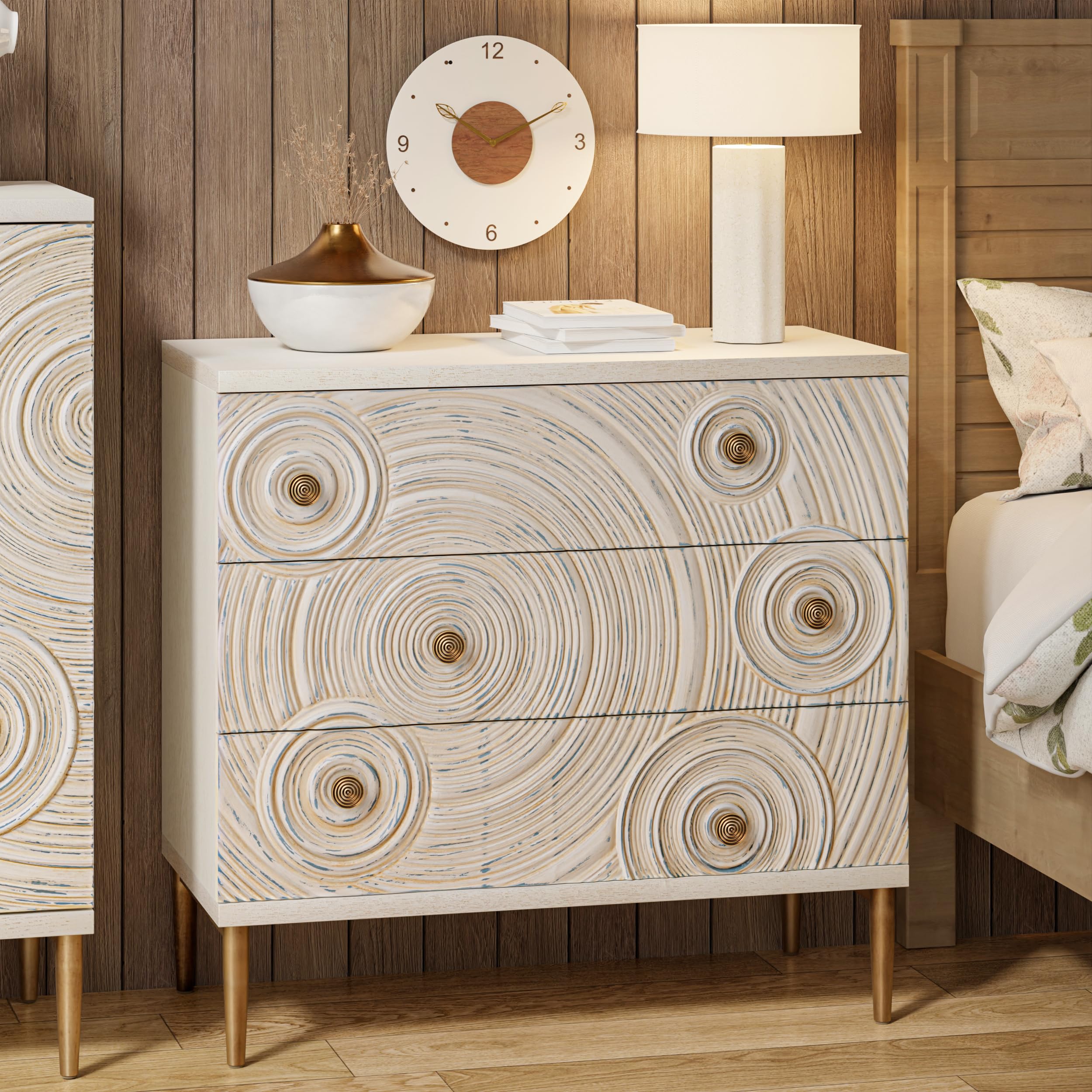 3 Drawer Dresser with Ring Motif