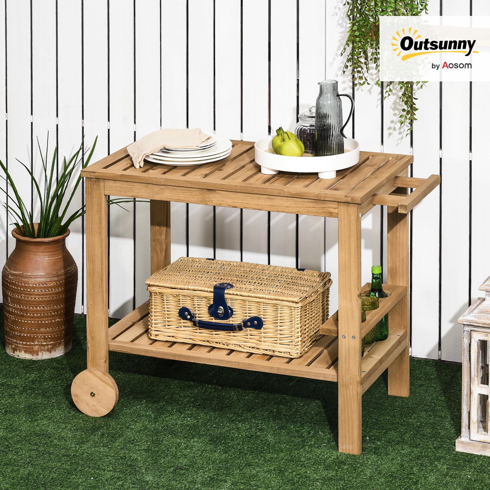 Outdoor Bar Cart with Wine Holders