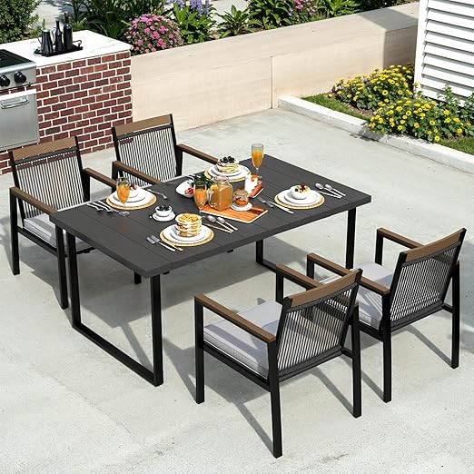7-Piece Outdoor Dining Set with Umbrella Hole