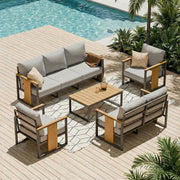 5-Piece Aluminum Outdoor Patio Sectional Conversation Set with Coffee Table