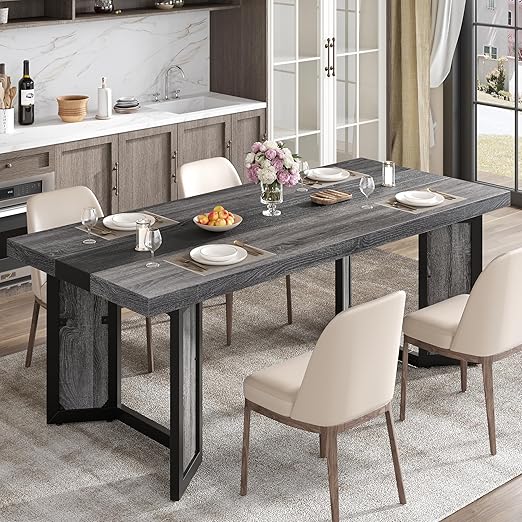 Industrial Dining Table for 6-8 People