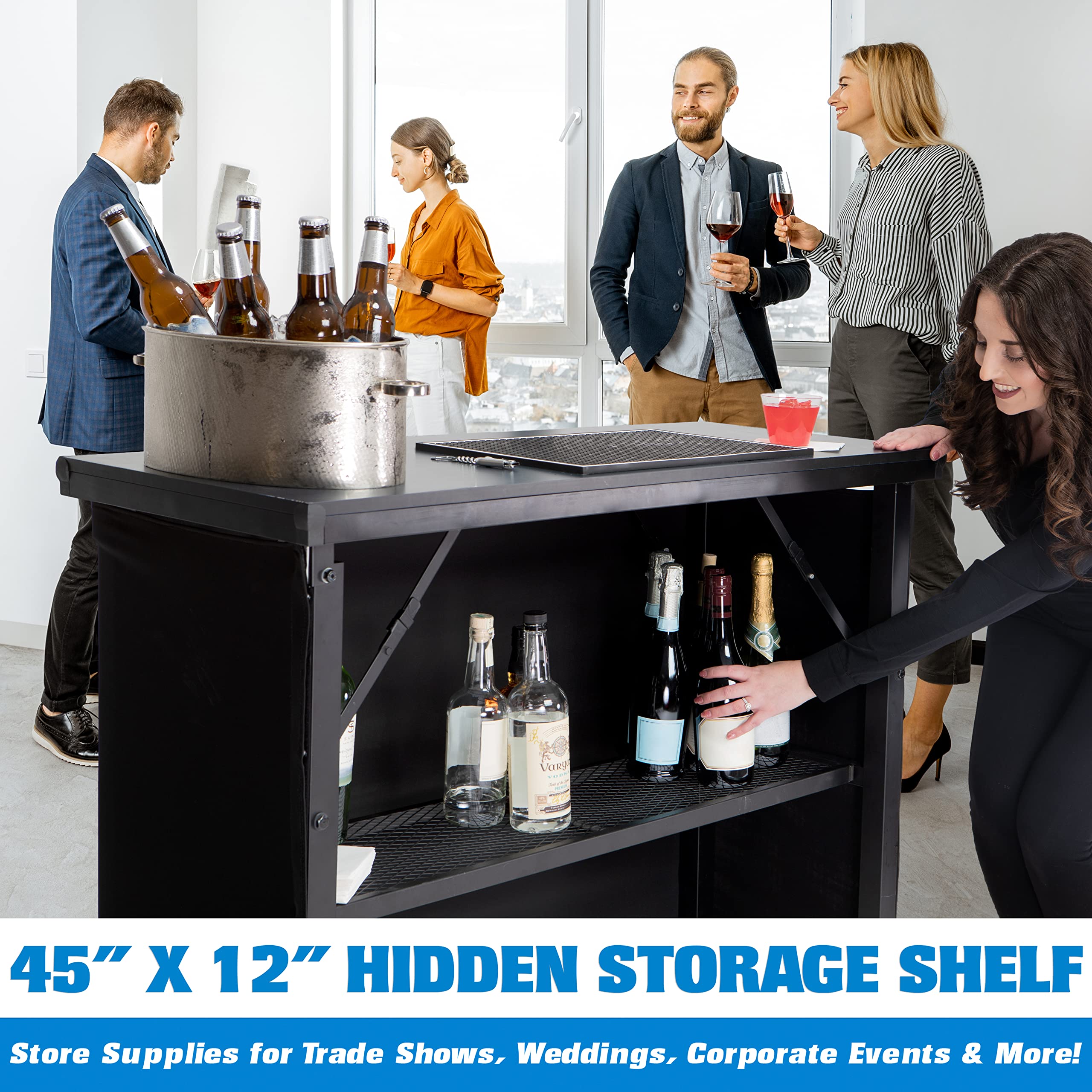 Professional Portable Bar Table with Skirt and Case