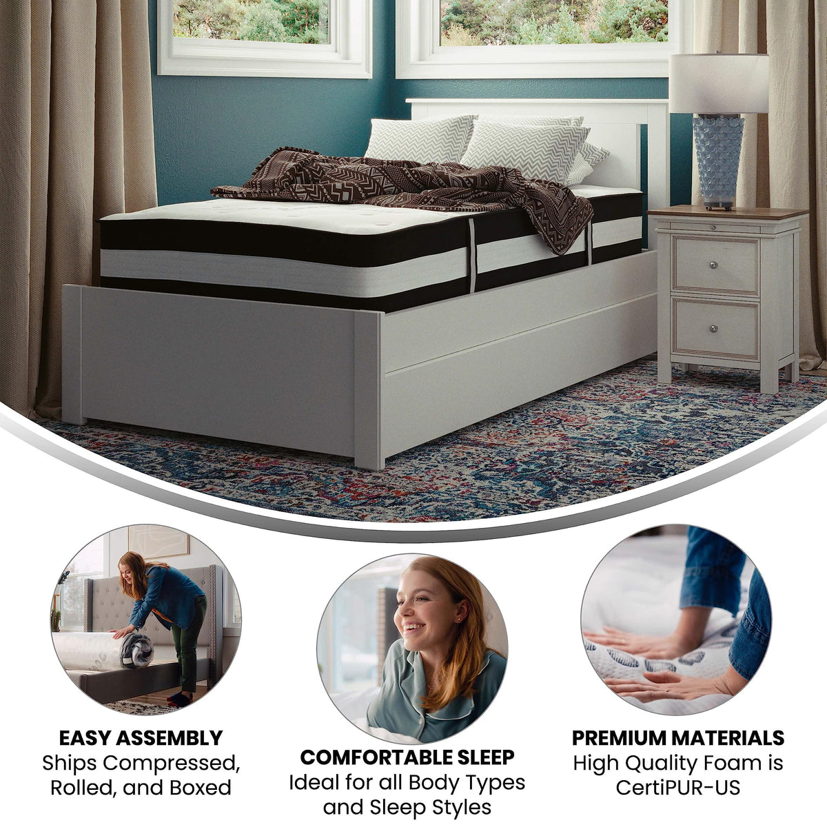 12" Hybrid Pocket Spring Foam Mattress Twin