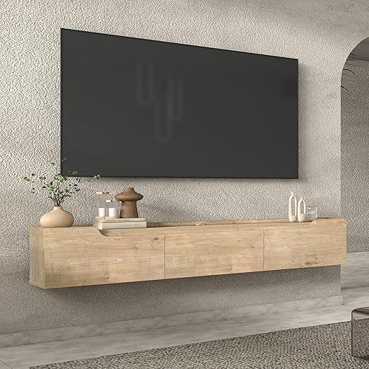 Floating TV Stand for 80 Inch TVs with Cable Management