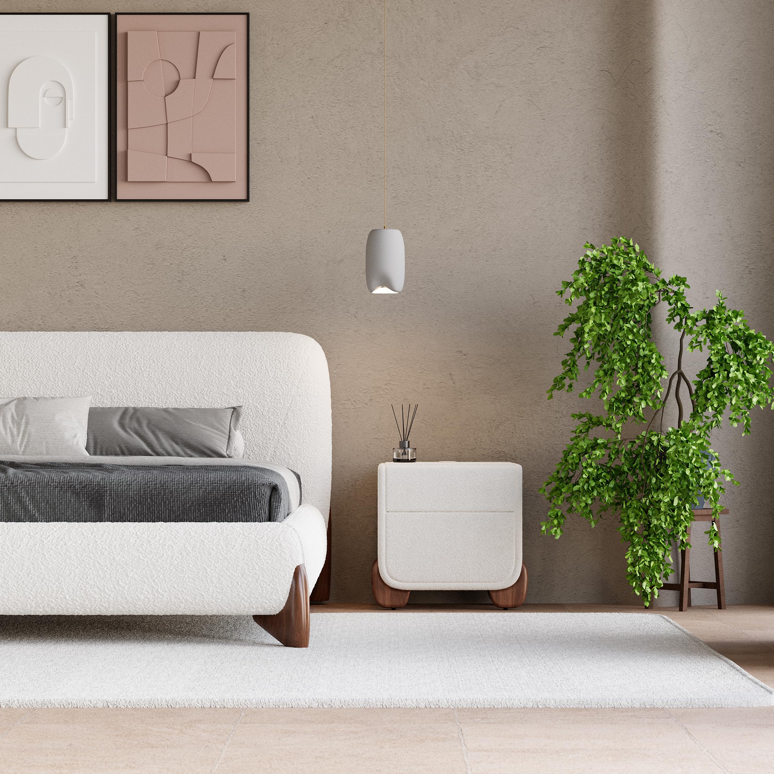 Smart Boucle Nightstand with Wireless Charging Station