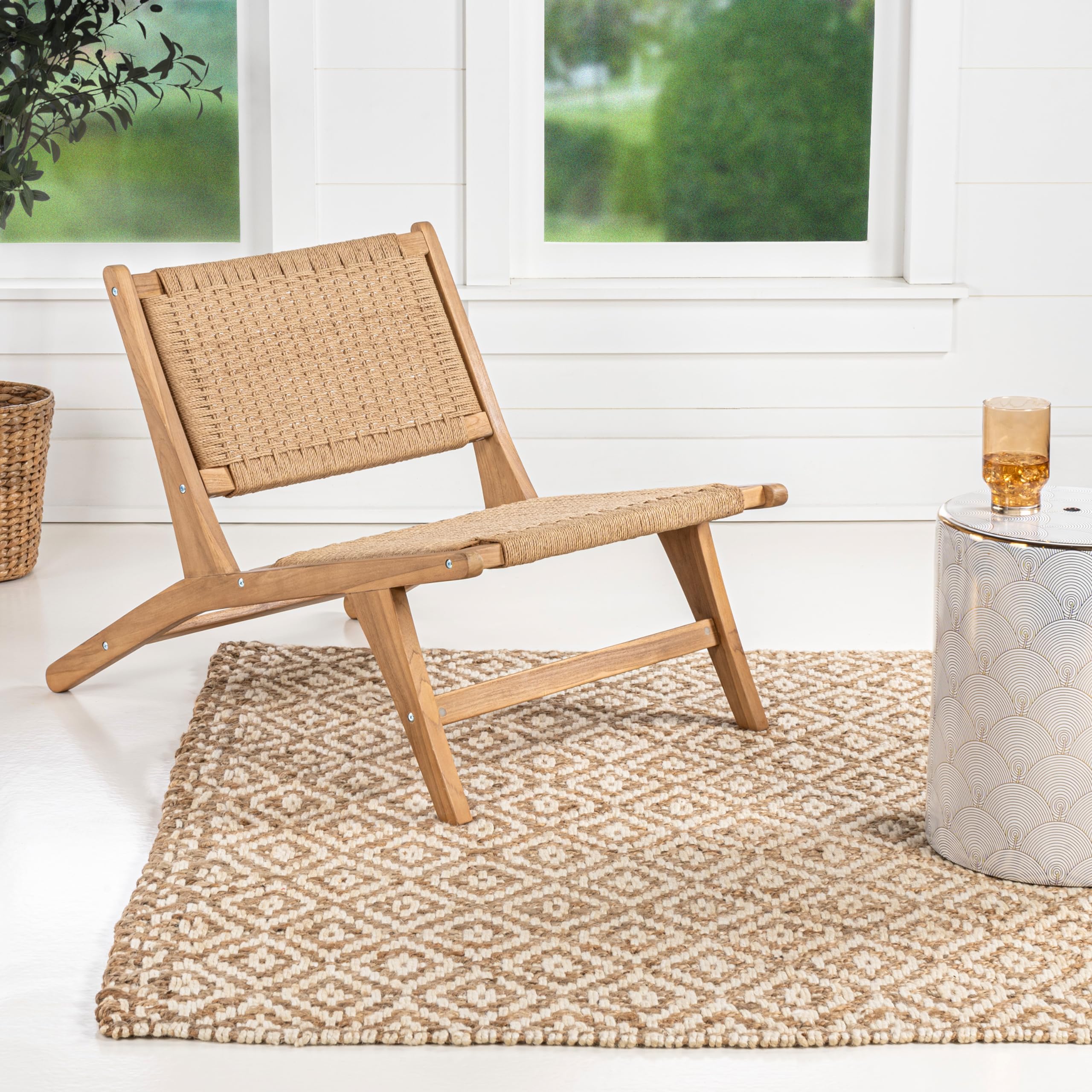 Parker Mid-Century Woven Seagrass Armless Lounge Chair