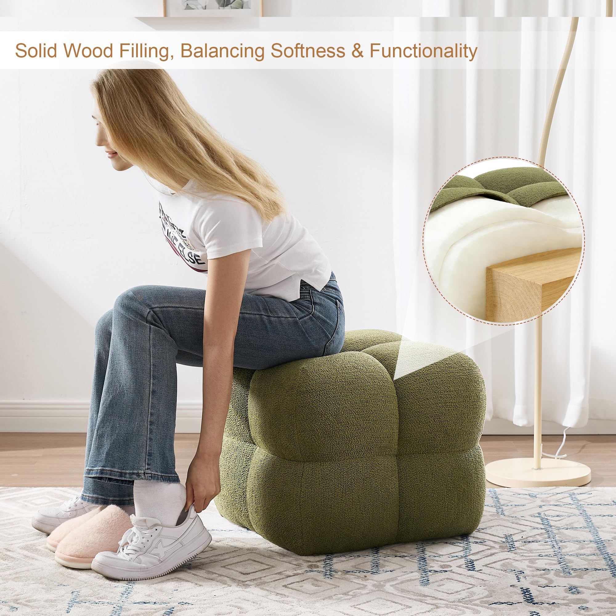 Square Pouf Ottoman Footstool