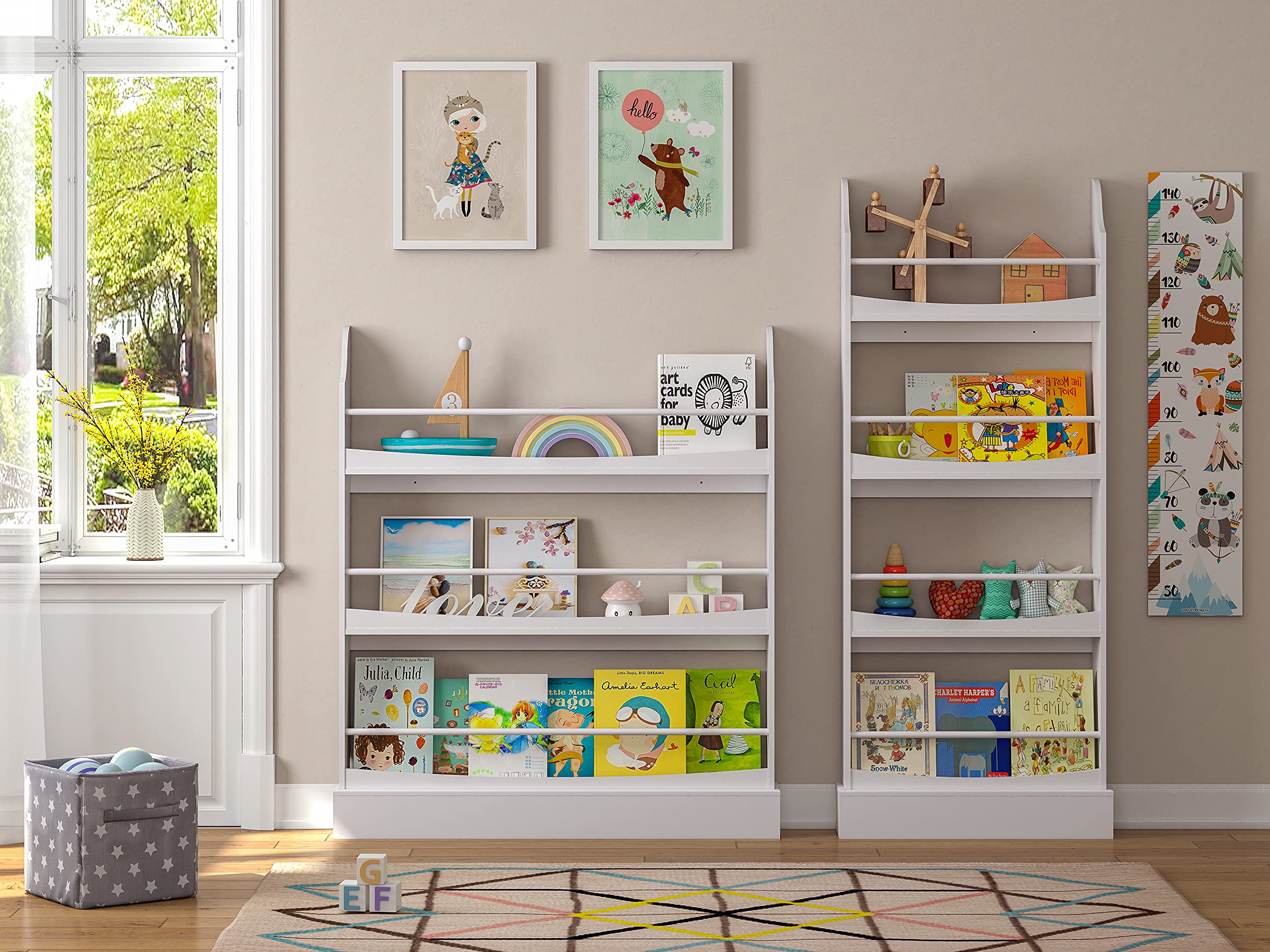 Wall-Mounted Kids Bookshelf 4-Tier