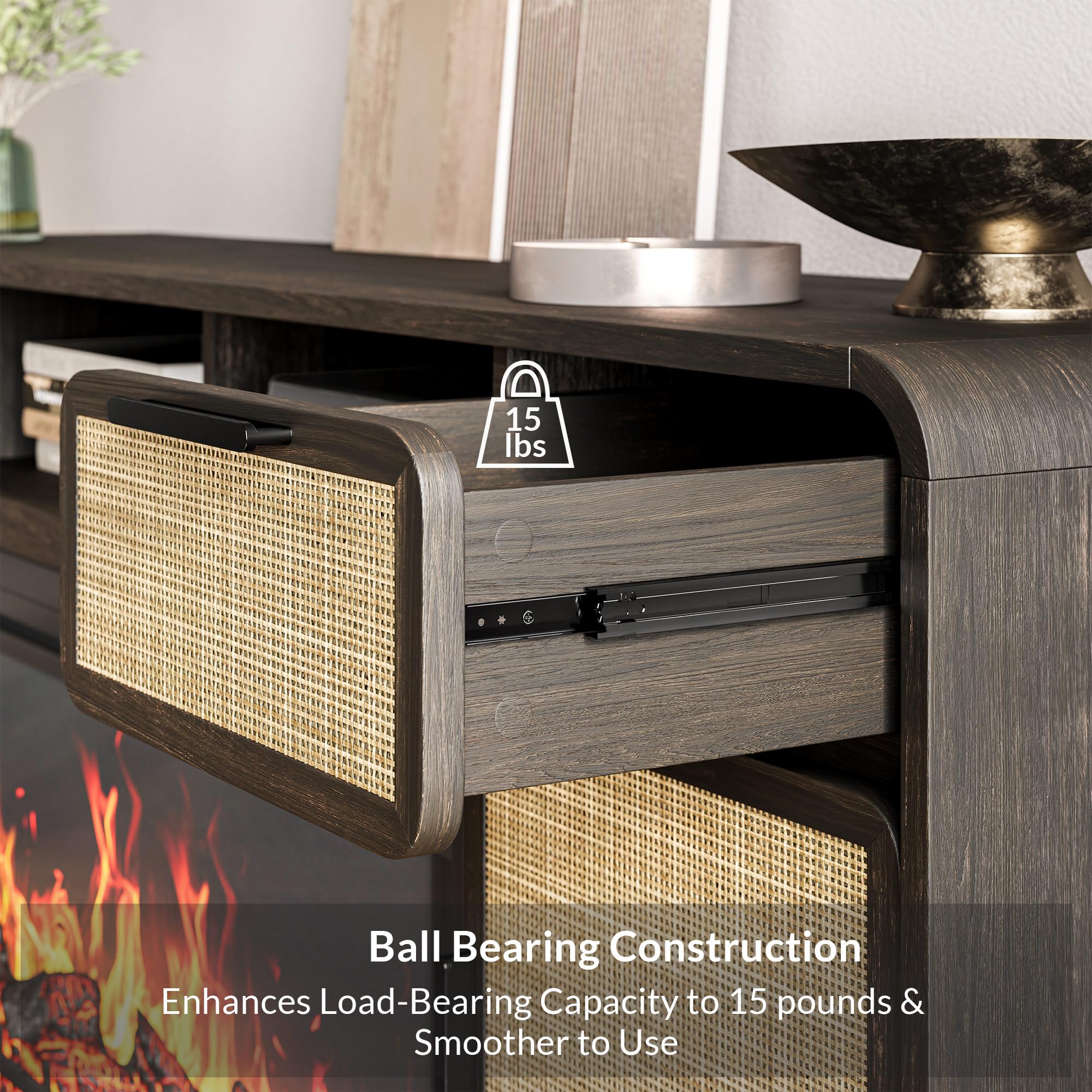 68" Fireplace TV Stand with Electric Heater