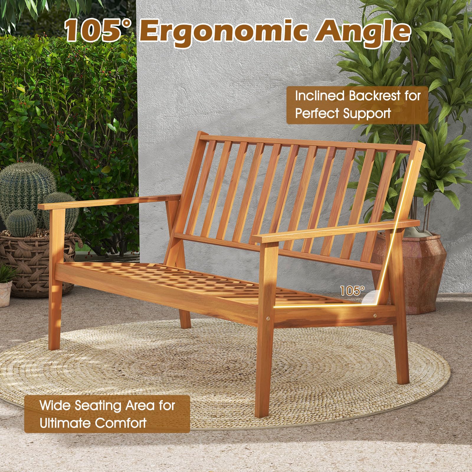4-Piece Acacia Wood Patio Conversation Set