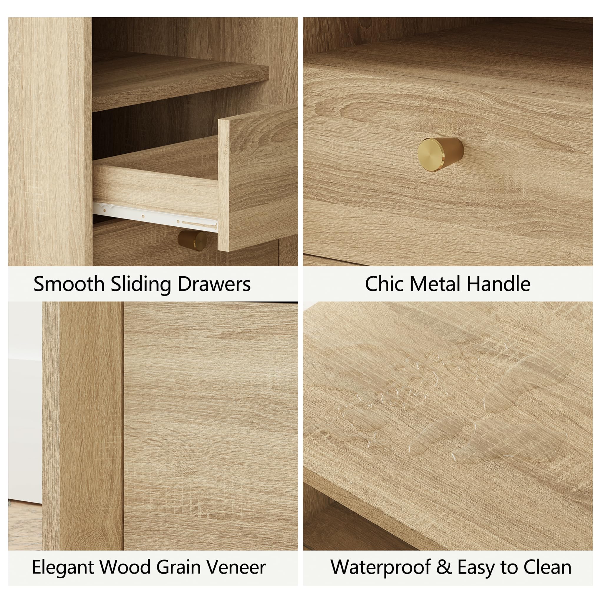 Mid Century Modern Nightstand with Charging Station