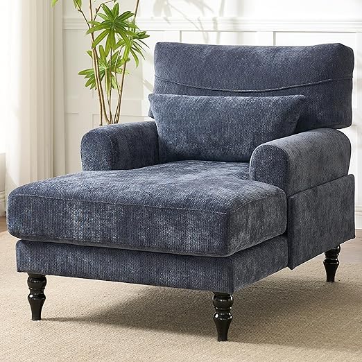 Modern Chaise Lounge Chair with Deep Cushion