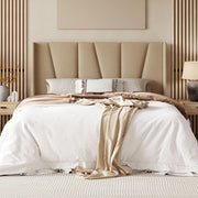 Queen Platform Bed Frame with Geometric Wingback Headboard