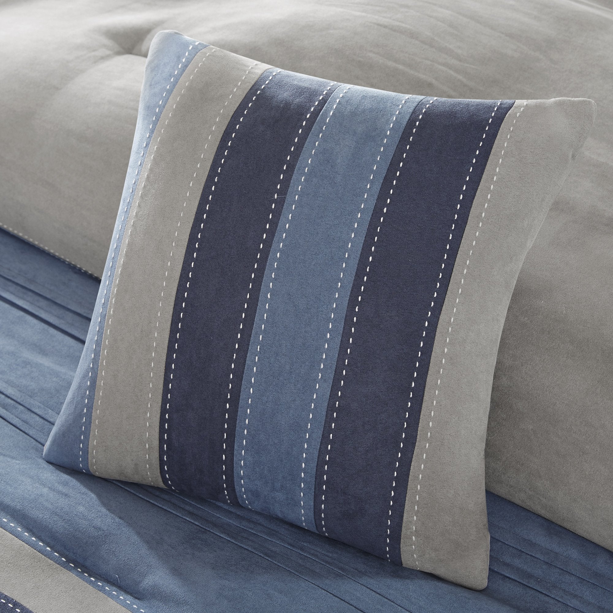 Pieced Suede Comforter Set King 7 Piece