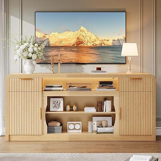 70" Fluted TV Stand Entertainment Center with Storage