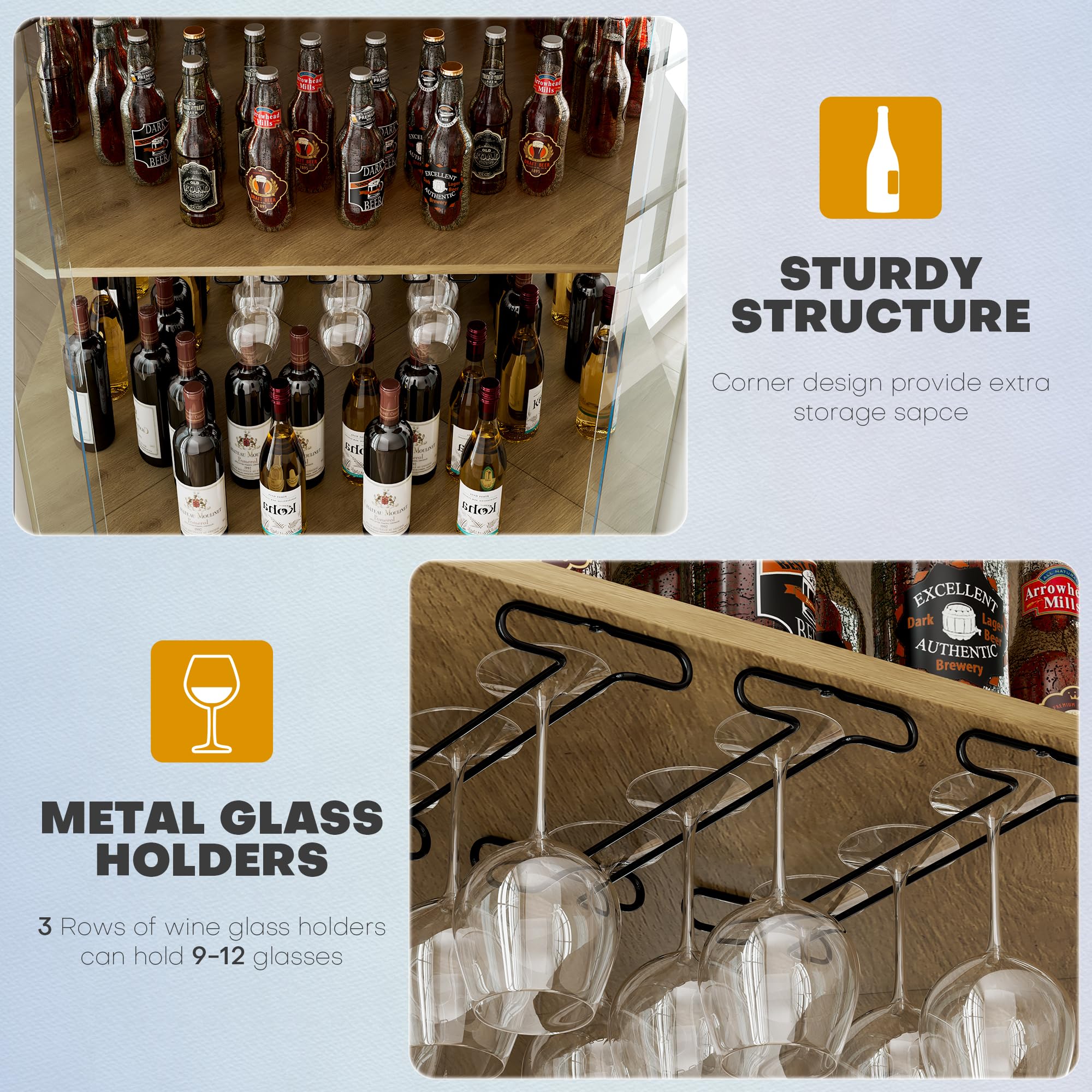 71" RGB LED Corner Bar Cabinet with Motion Sensor