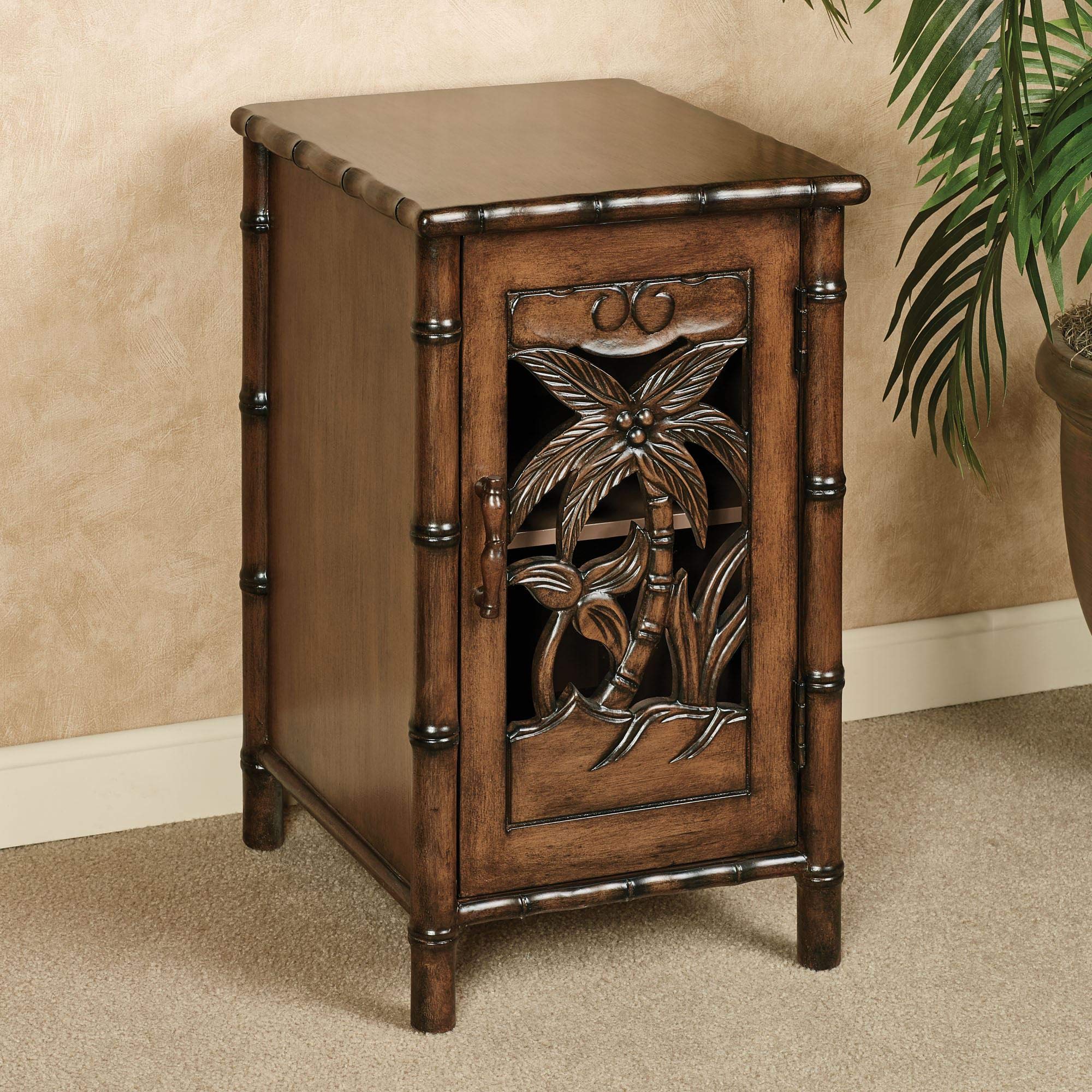 Tropical Chairside Storage Cabinet Honey Maple