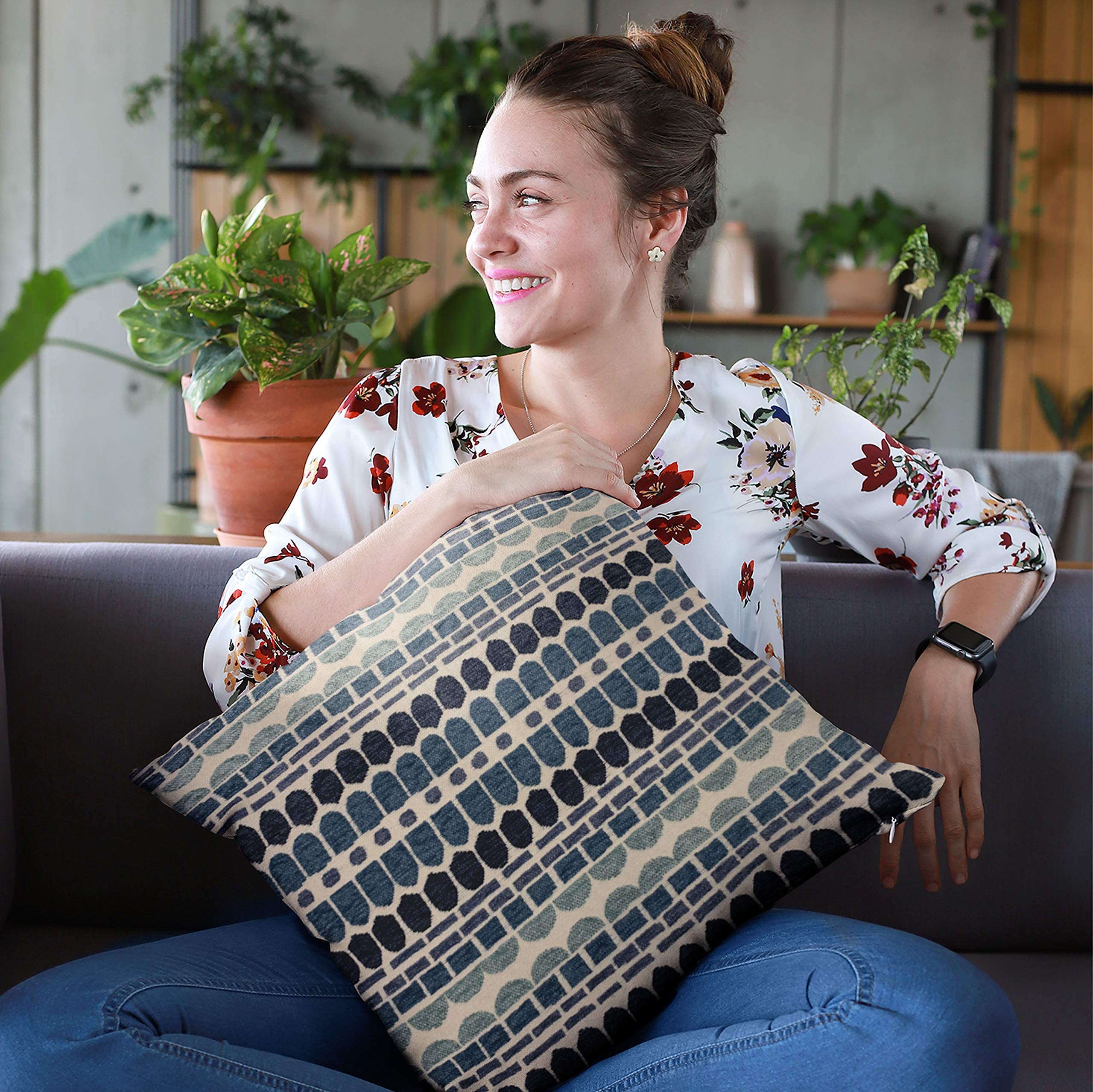 Harmony Border Luxury Throw Pillow 16x16 Double Sided