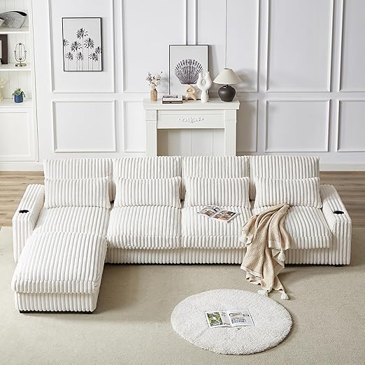 L-Shaped Modular Sectional Sofa with Ottoman