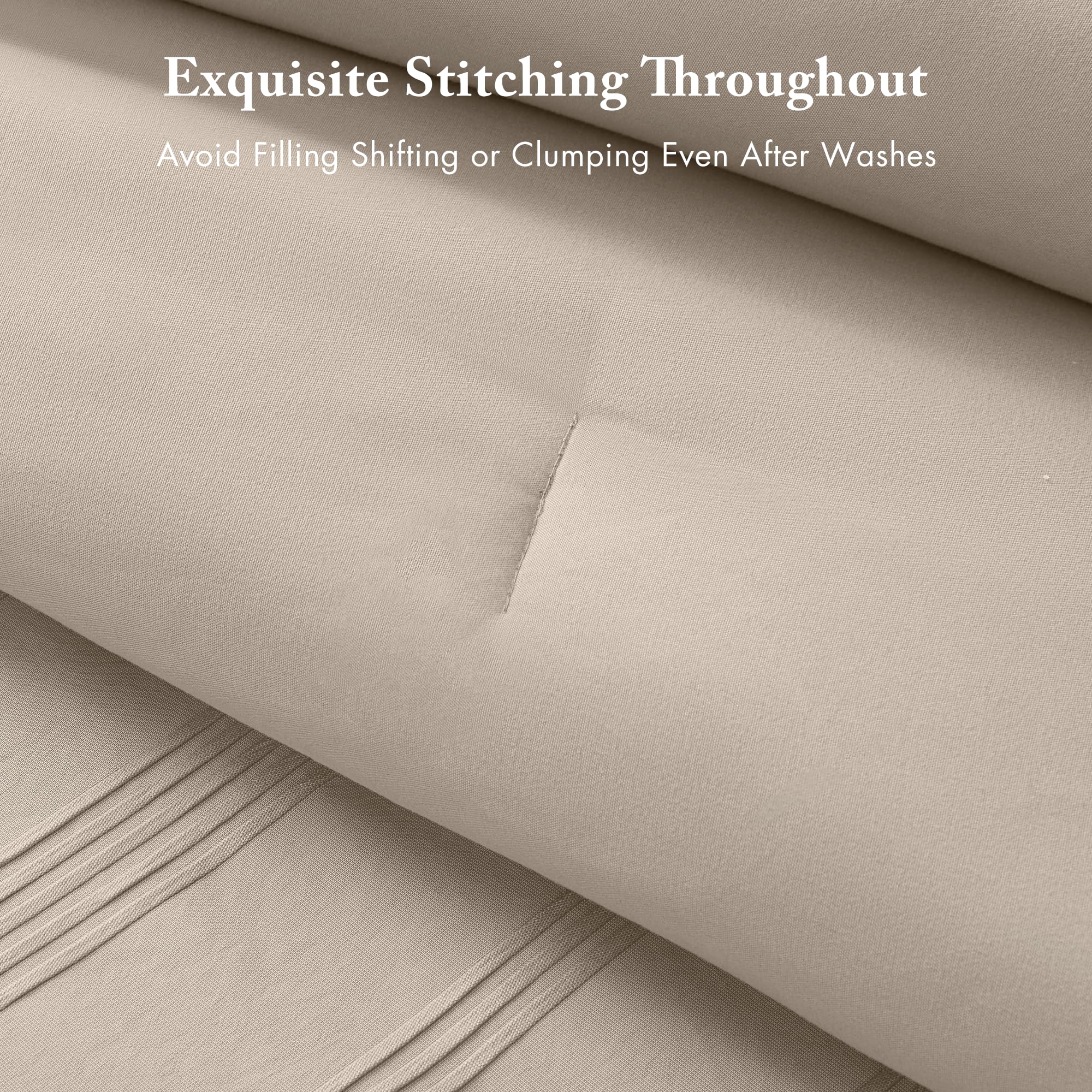 Queen Striped Comforter Set - 7 Piece Bed in a Bag