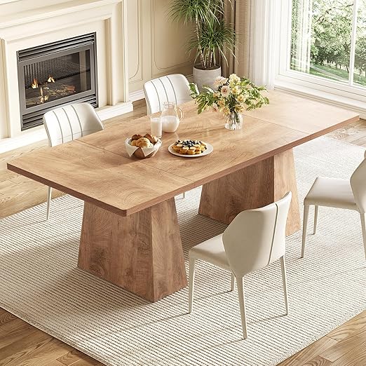 Dining Table for 4-6 People Rectangle with Heavy Duty Legs Black